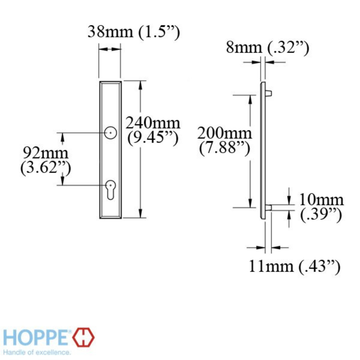 HOPPE DALLAS EXTERIOR BACKPLATE M2161N FOR ACTIVE HANDLESETS - MATTE BLACK